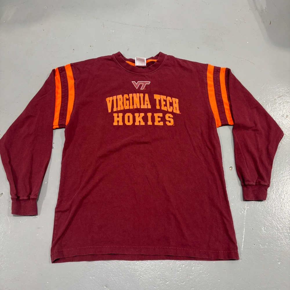 NCAA Virginia Tech Hokies Long Sleeve T-Shirt Maroon Orange Large VF Imagewear